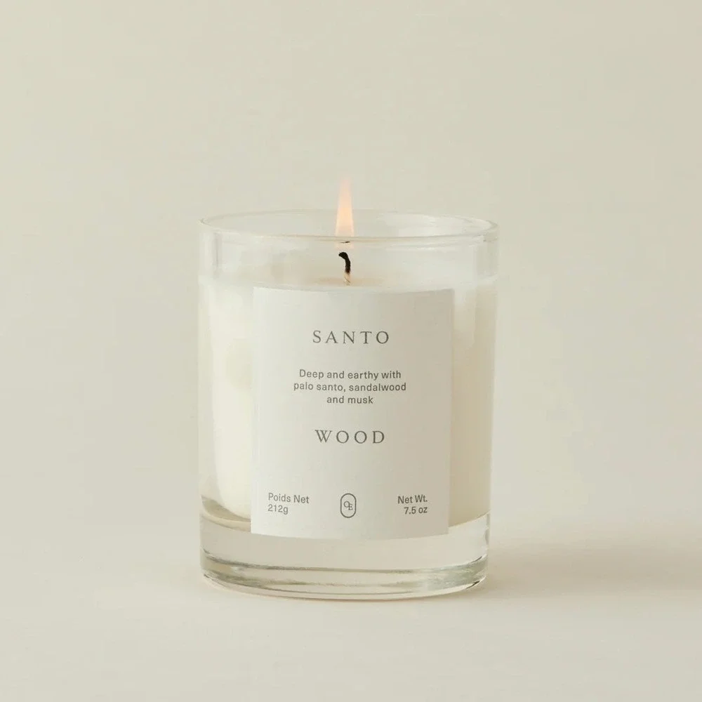 Oak Essentials Santo Wood Candle Women 7.5 oz White Earthy Palo Santo Sandalwood